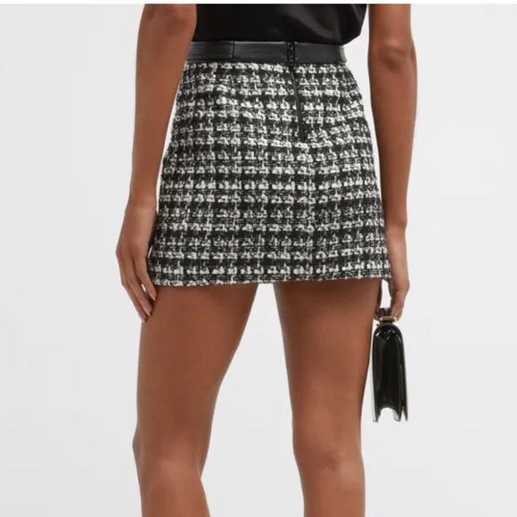 Alice + Olivia Elana Tweed Vegan Leather Mini Skirt - Picture 8 of 12
